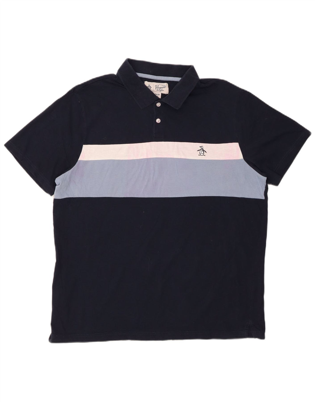 Camisa polo masculina PENGUIN XL algodão listrado azul marinho
