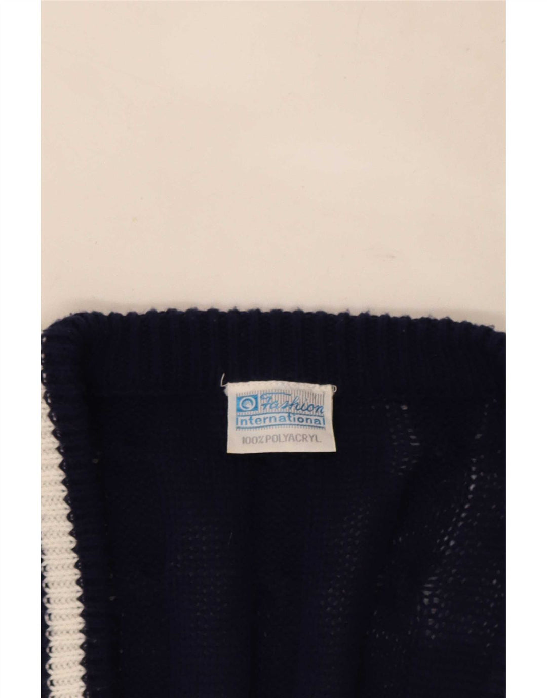 Suéter cardigã masculino vintage IT 48/50 poliéster listrado azul marinho médio