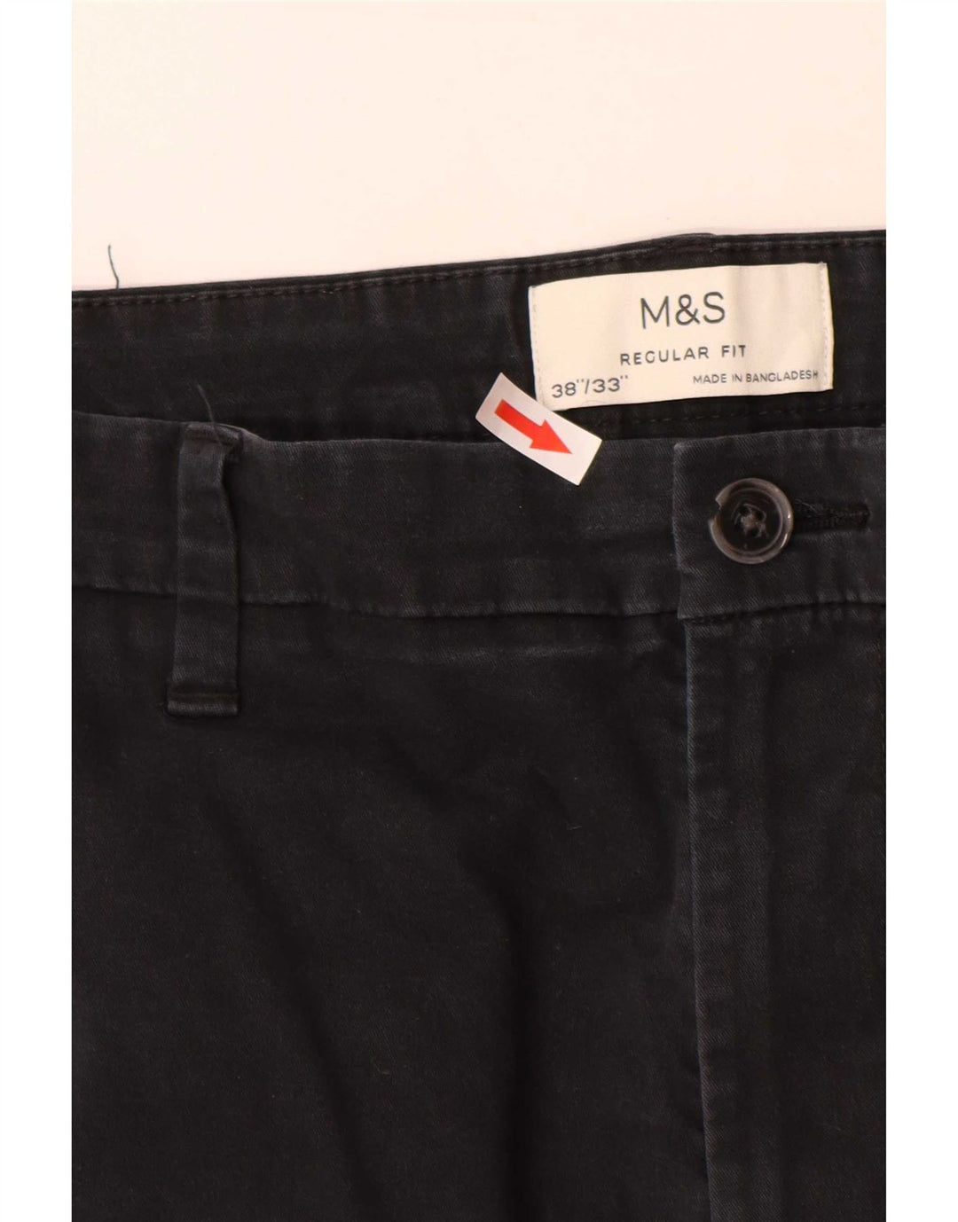 Calça Chino Masculina Marks & Spencer Regular Fit W38 L33 Algodão Preto