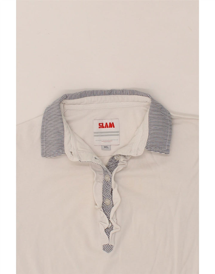 SLAM Womens Polo Shirt UK 18 XL White Cotton Vintage Slam and Second-Hand Slam from Messina Hembry 