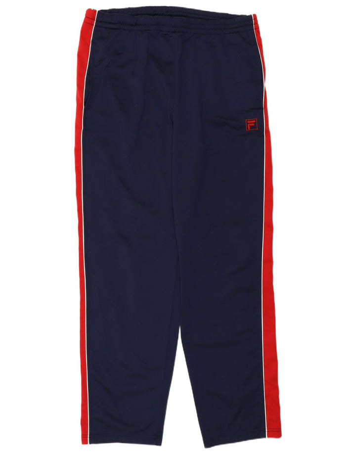 Calça de treino masculina Fila IT 52 grande poliéster colorblock azul marinho