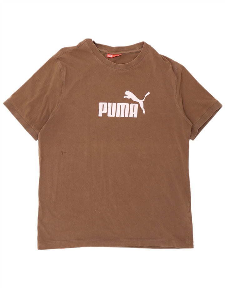 Camiseta masculina PUMA com estampa gráfica grande marrom