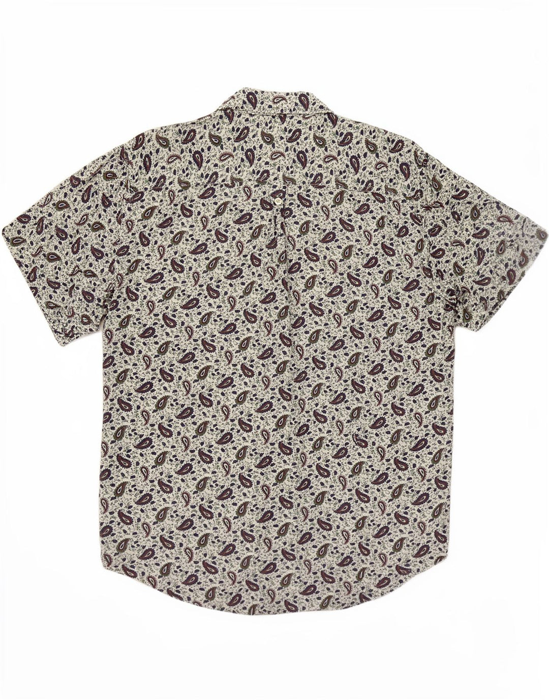 Camisa masculina de manga curta Benetton pequena branca paisley viscose