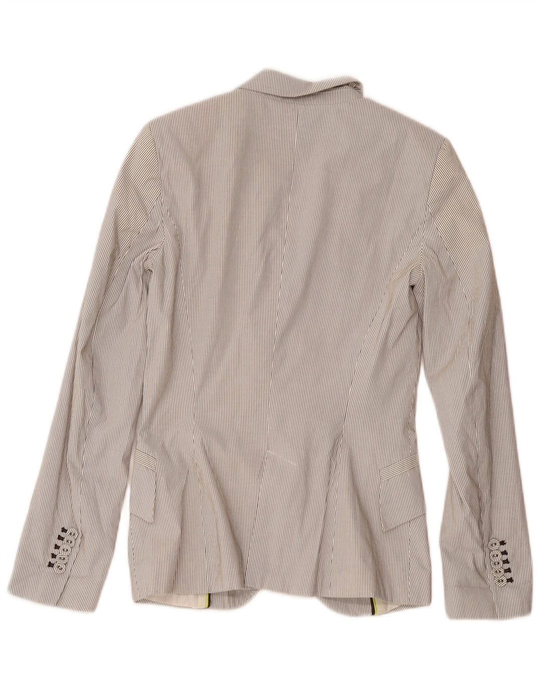 Jaqueta blazer feminina Zara com 1 botão Reino Unido 4 XS branco risca de giz poliéster