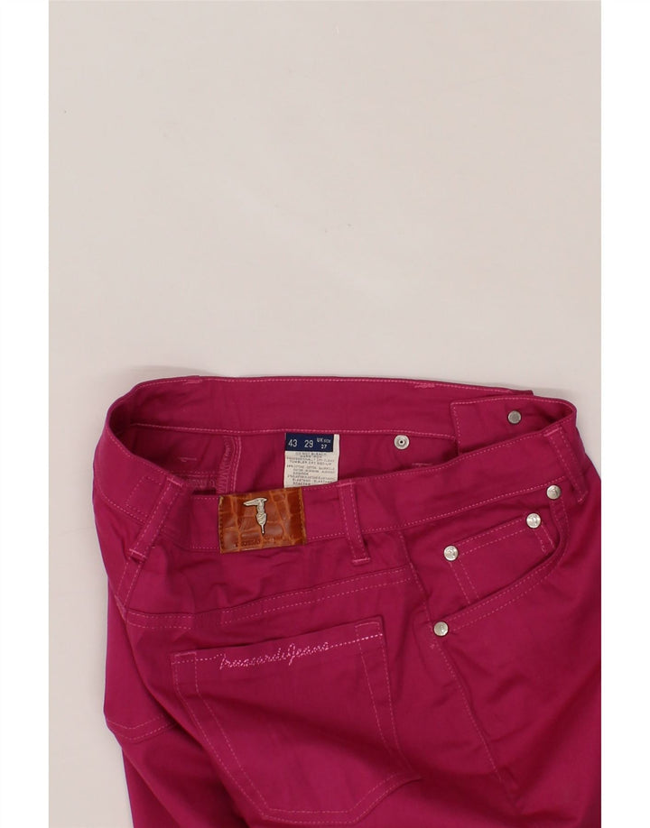 TRUSSARDI Womens Straight Casual Trousers W27 L31 Pink Cotton Vintage Trussardi and Second-Hand Trussardi from Messina Hembry 