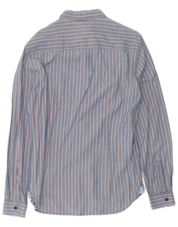 PEPE Jeans Camisa jeans masculina média azul risca de algodão