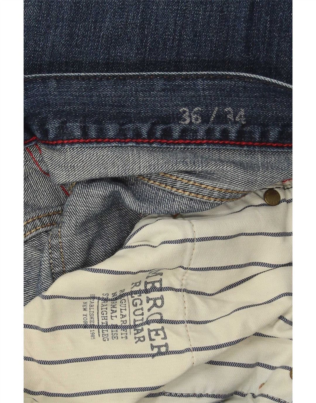 Tommy Hilfiger Masculino Regular Straight Jeans W36 L34 Azul Algodão