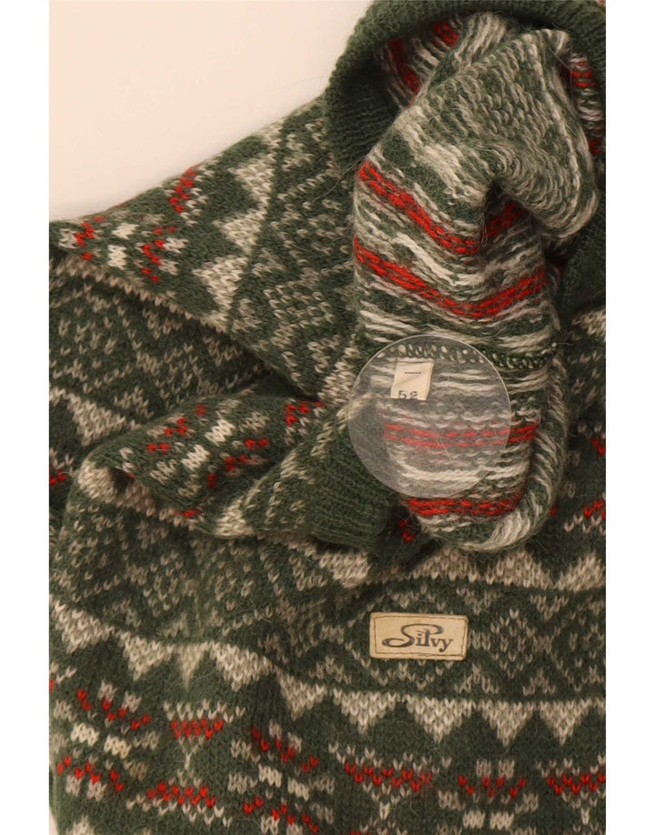Suéter masculino Silvy com gola redonda IT 52 grande verde Fair Isle