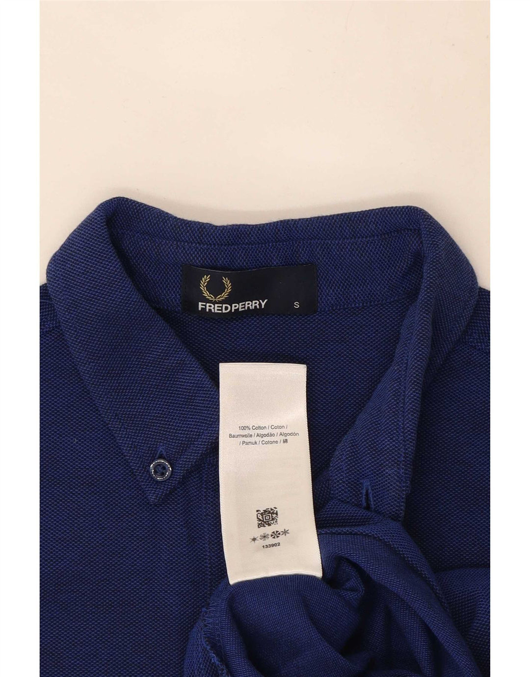Camisa polo masculina Fred Perry pequena listrada azul marinho de algodão