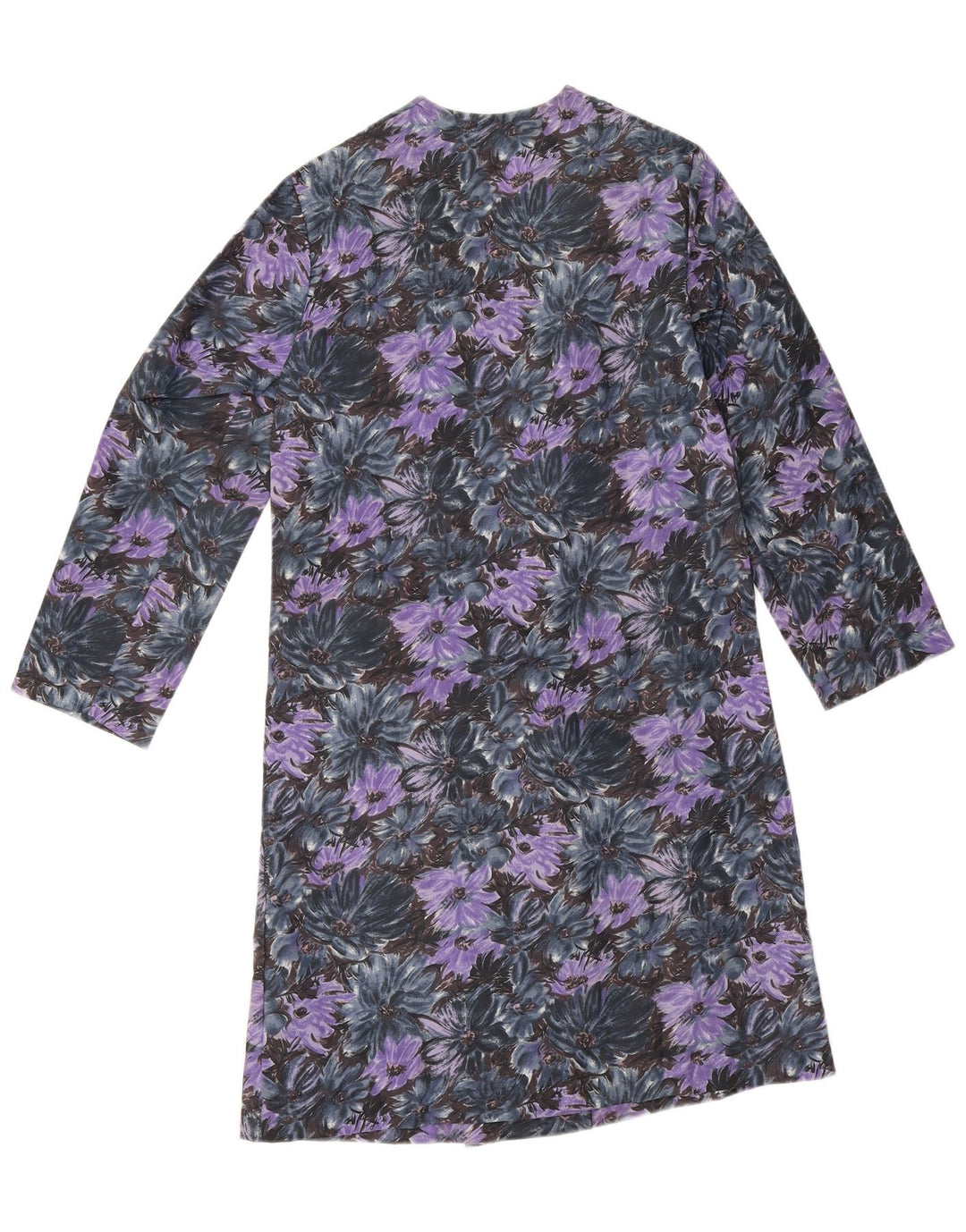 Sobretudo feminino vintage UK 14 poliamida floral roxa média