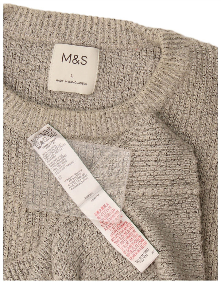 Suéter masculino Marks & Spencer com gola redonda, grande poliamida cinza