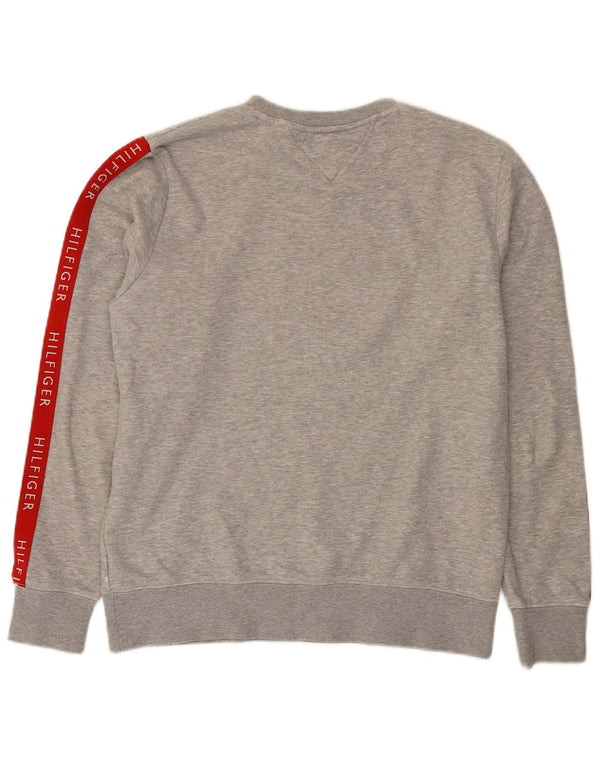 Tommy Hilfiger moletom gráfico masculino jumper médio cinza colorblock