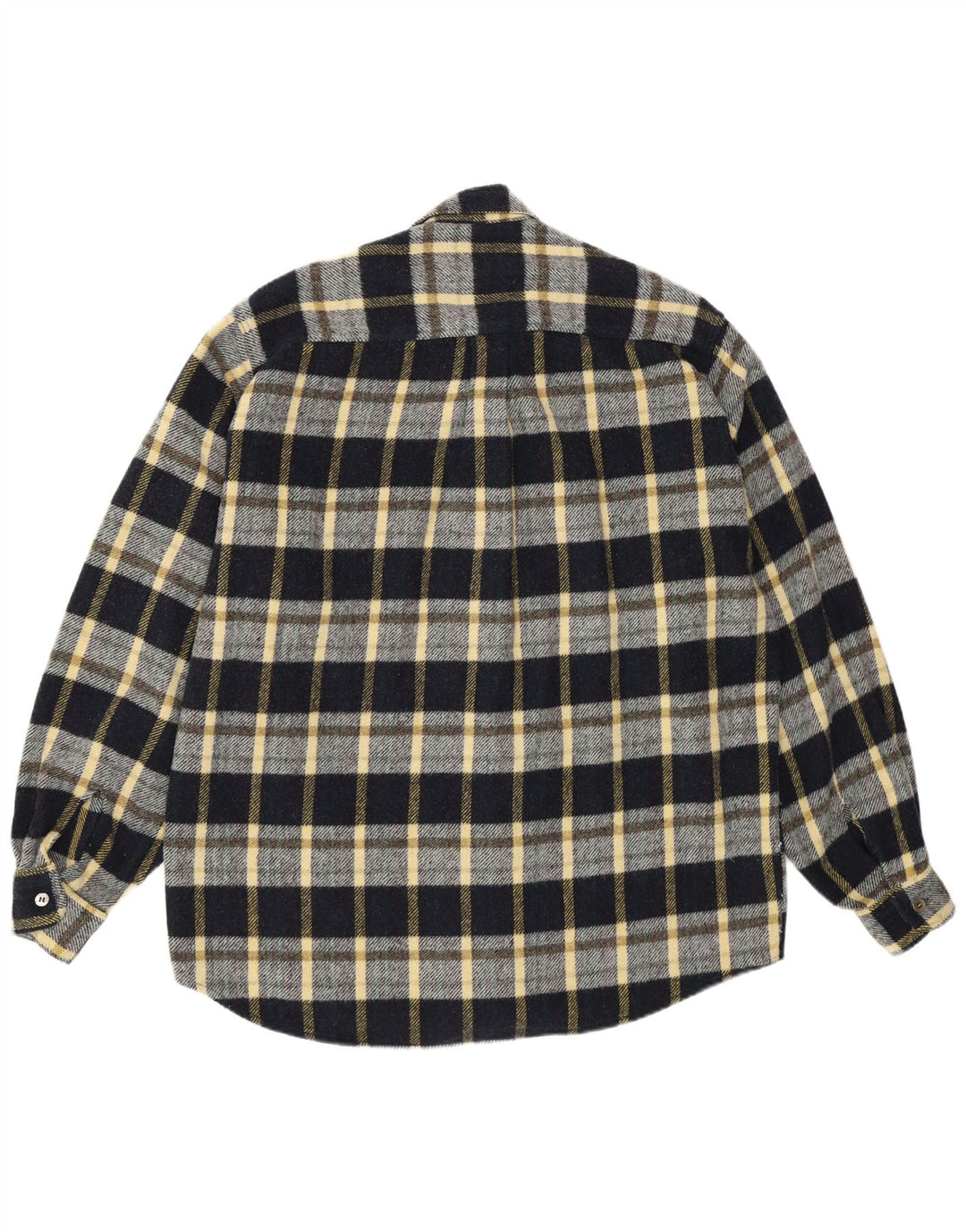 Camisa masculina vintage de flanela grande xadrez preta