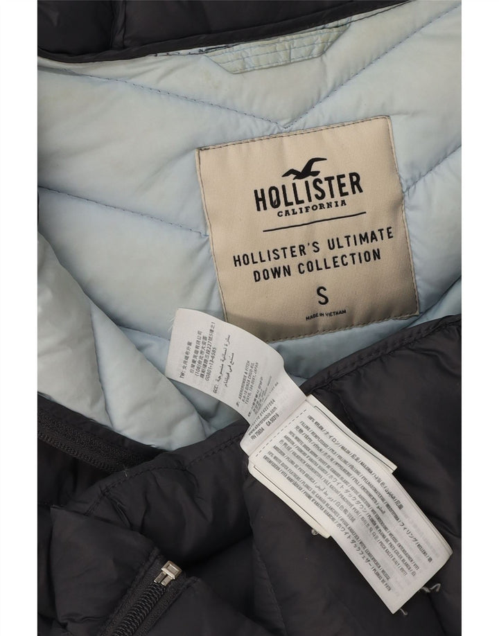 Jaqueta feminina acolchoada com capuz HOLLISTER UK 10 pequena cinza nylon