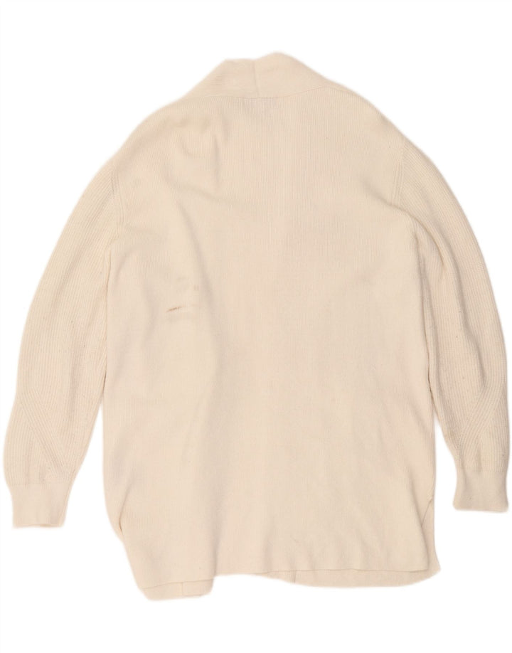 Suéter cardigã feminino Marks & Spencer Longline aberto Reino Unido 16 grande off white