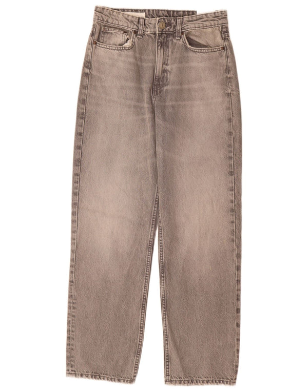 Zara Jeans feminino Mom High Rise Tapered EU 38 pequeno W28 L30 algodão cinza