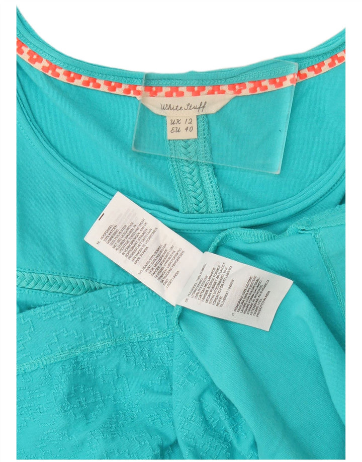 Camiseta feminina White Stuff Top UK 12 algodão azul médio