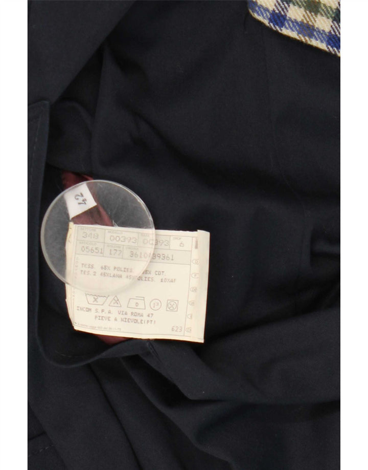 Sobretudo reversível feminino vintage IT 42 poliéster azul marinho médio