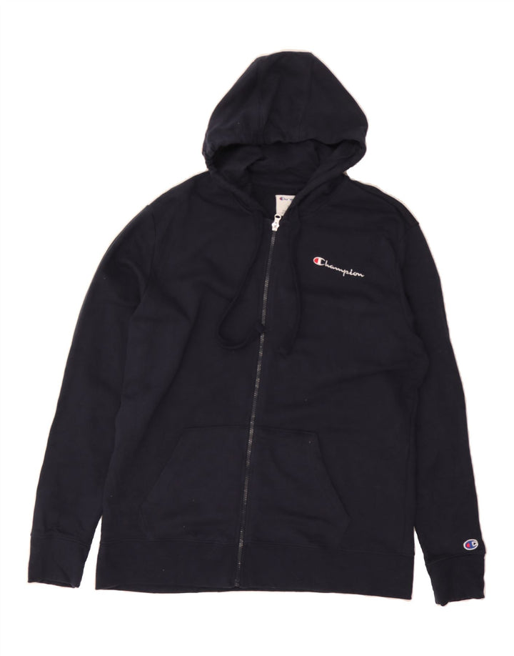 CHAMPION Mens Zip Hoodie Sweater Large Navy Blue Cotton Vintage Champion and Second-Hand Champion from Messina Hembry 