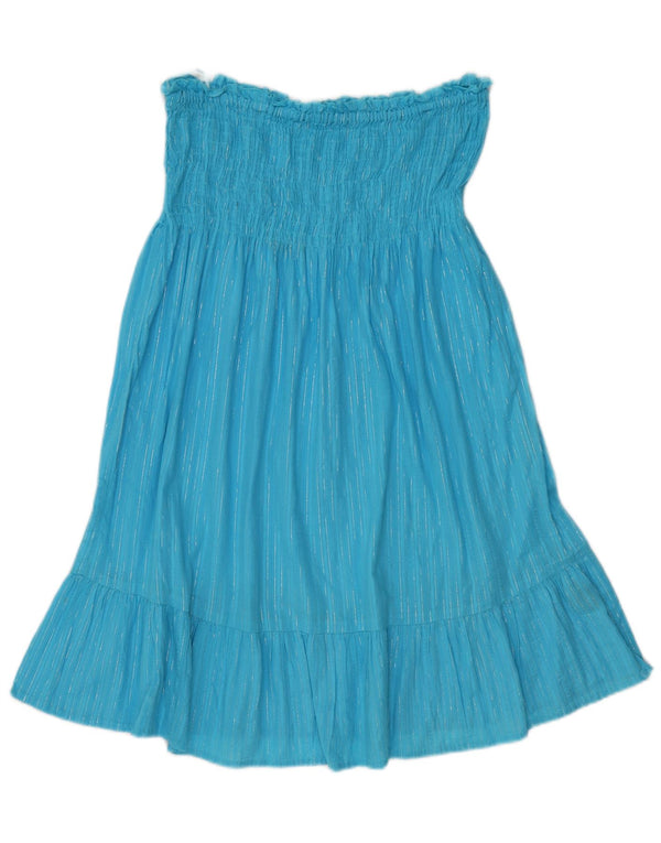 Vestido feminino Marks & Spencer sem alças Reino Unido 16/18 grande risca de giz turquesa