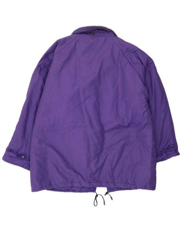 Casaco corta-vento feminino vintage UK 20 2XL poliéster floral roxo