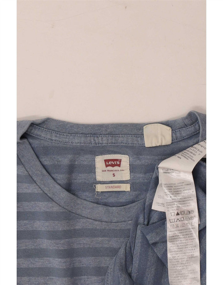 Camiseta masculina padrão Levi's Top pequeno algodão risca de giz azul