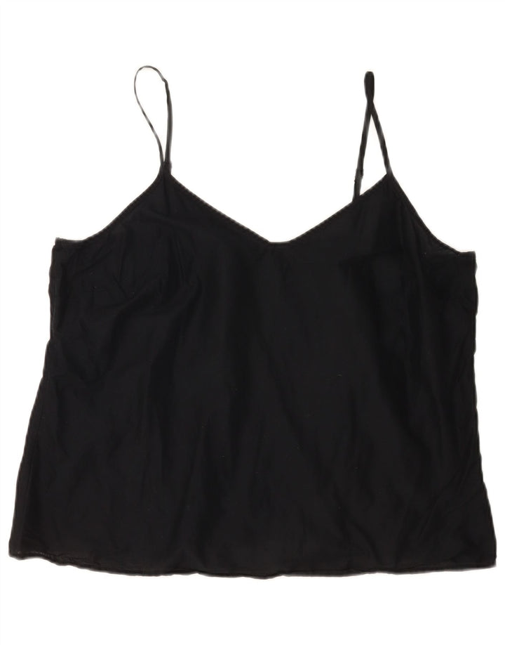 Marks & Spencer Womens Cami Top UK 16 Grande Algodão Preto