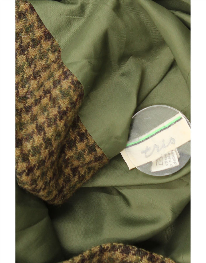 Jaqueta blazer feminina Tris com 2 botões Reino Unido 12 médio cáqui houndstooth