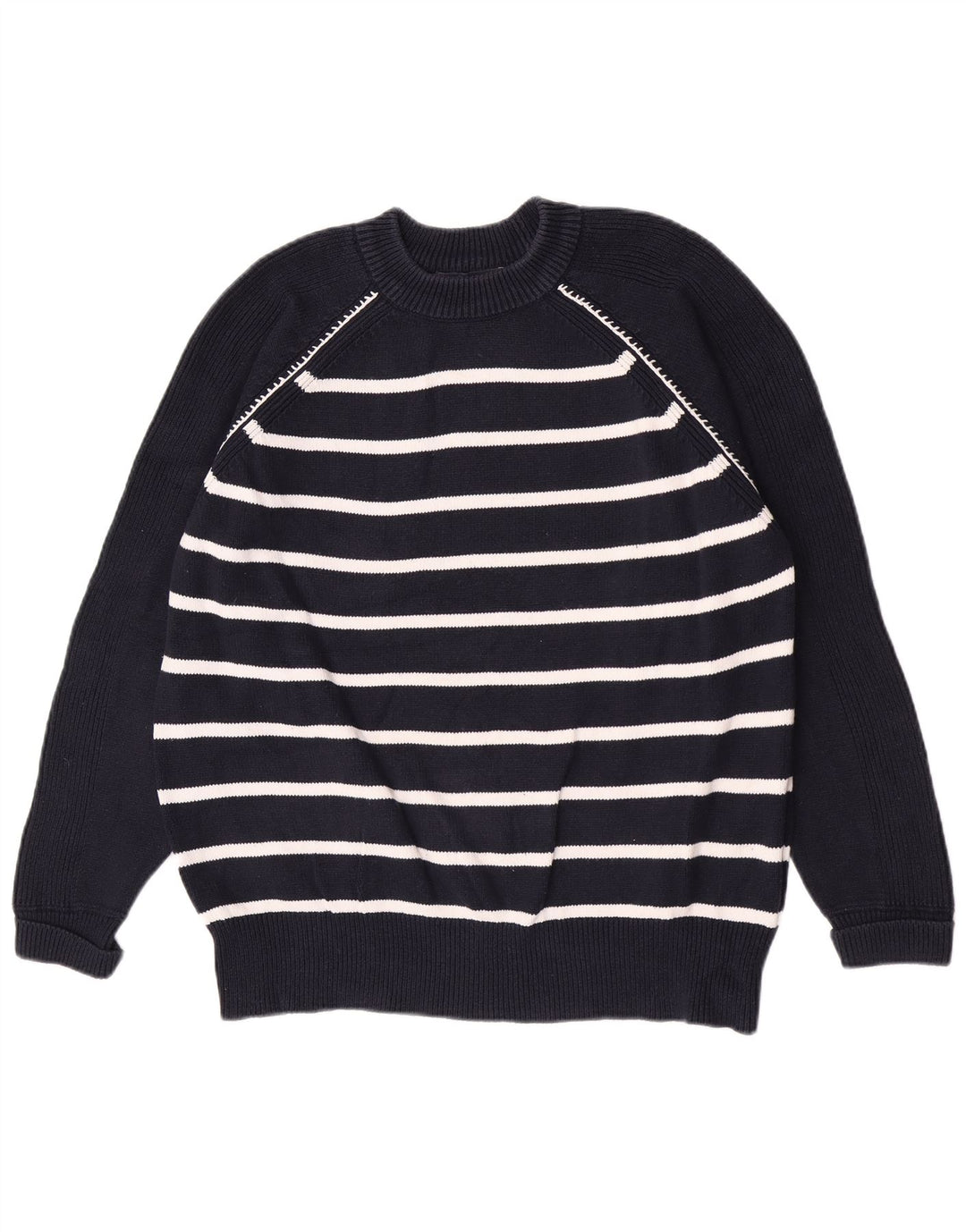Suéter masculino Marks & Spencer com gola redonda listrado azul marinho médio