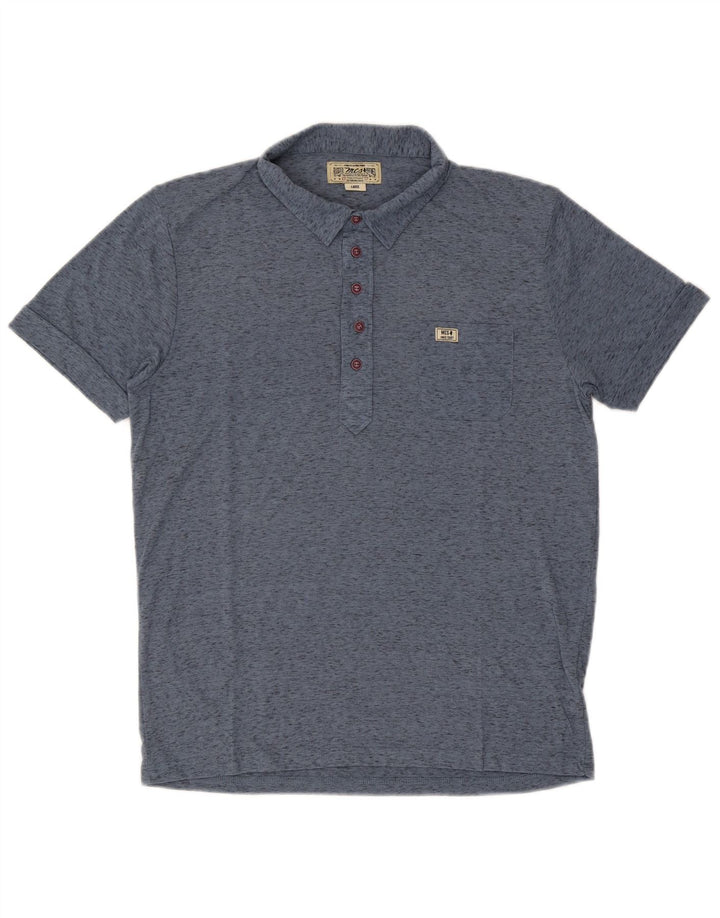 Camisa polo masculina Marlboro Classics grande poliéster manchado azul