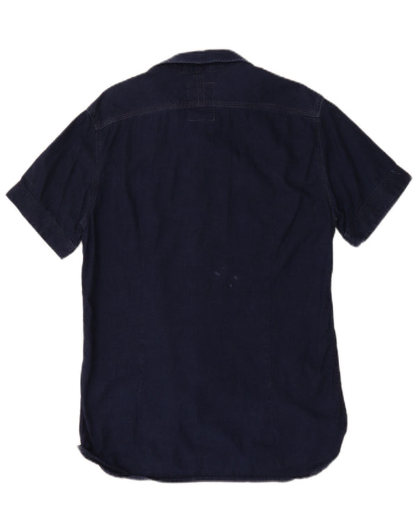 Camisa jeans masculina de manga curta G-Star grande algodão azul marinho