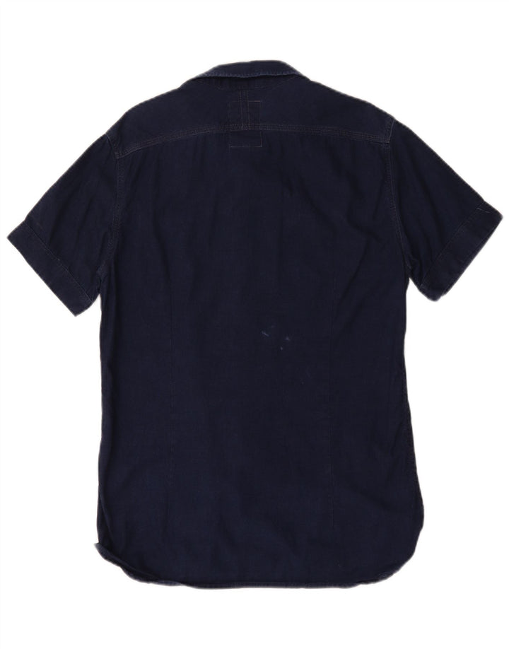 Camisa jeans masculina de manga curta G-Star grande algodão azul marinho