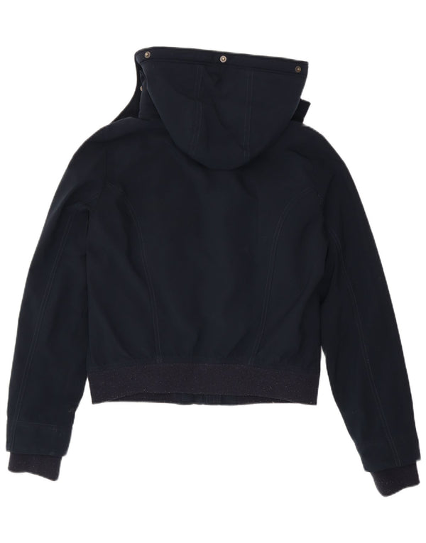 Jaqueta bomber feminina Hollister com capuz e ajuste relaxado Reino Unido 10 pequena azul marinho