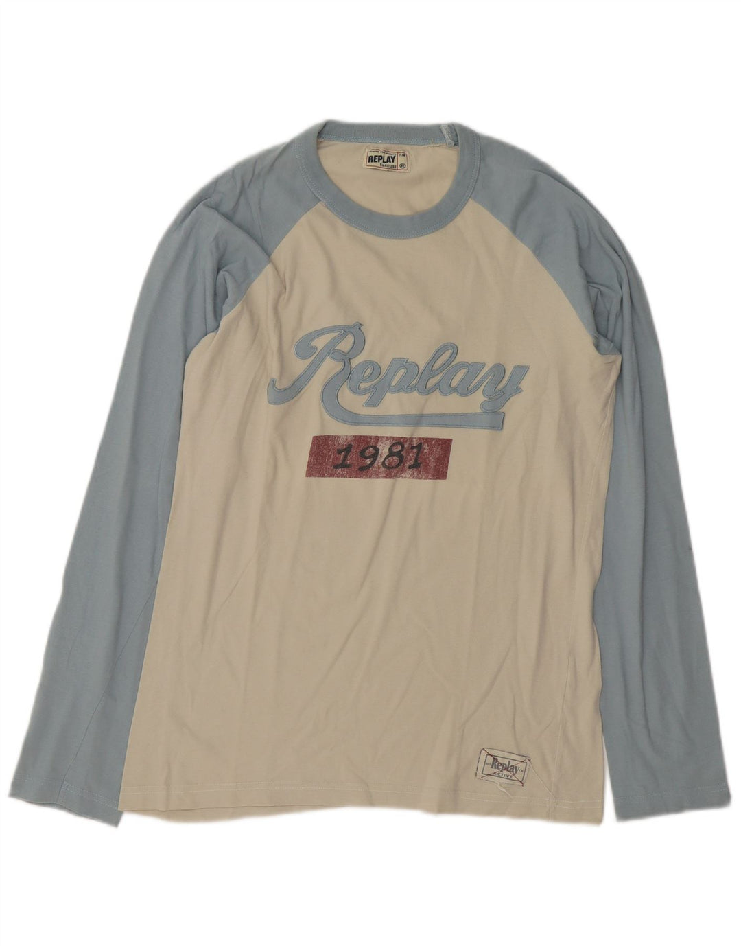 Top gráfico masculino Replay manga comprida médio off white algodão colorblock