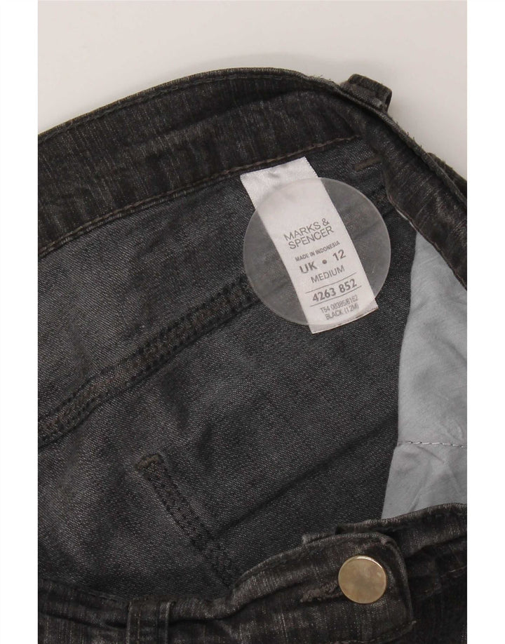 Calça jeans feminina Marks & Spencer Bootcut UK 12 médio W30 L29 algodão preto