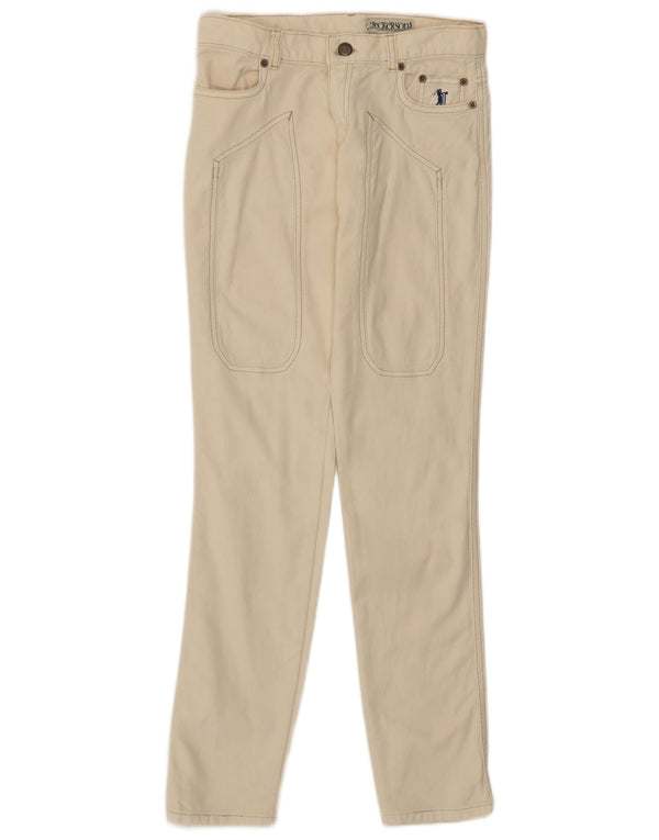 Calça feminina casual slim Jeckerson W27 L30 algodão bege
