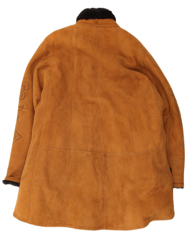 Casaco de shearling feminino grande da Christia Tamanho único Colourblock bege