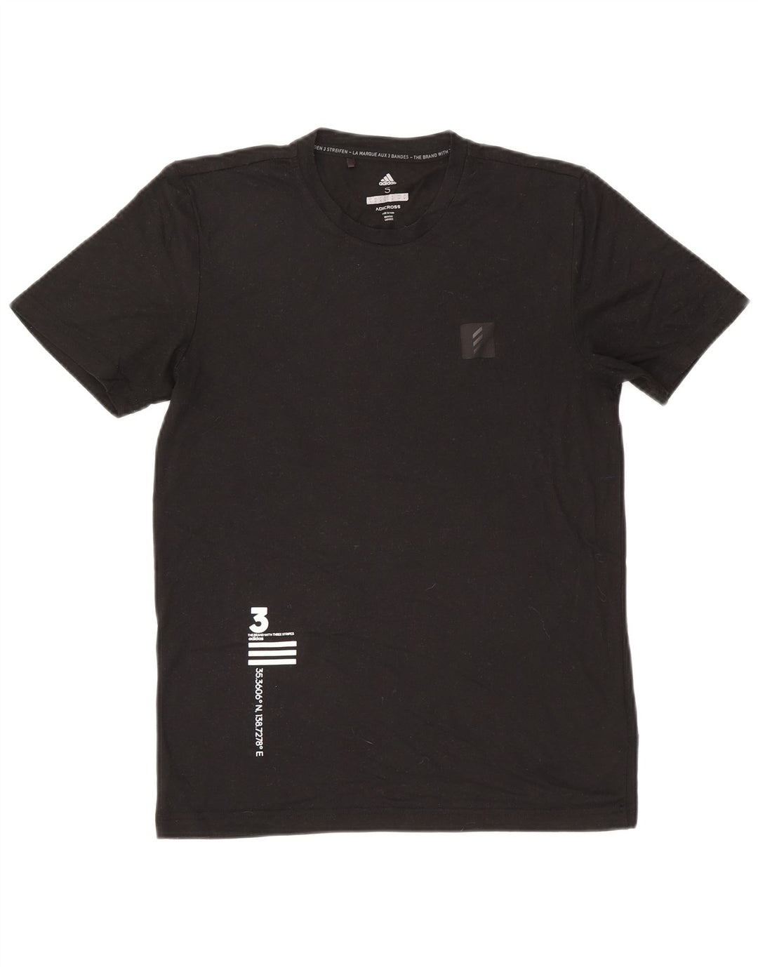 Adidas Mens Graphic T-Shirt Top Pequeno Poliéster Preto