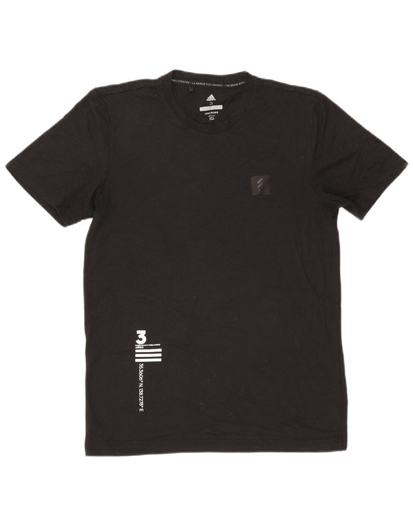 Adidas Mens Graphic T-Shirt Top Pequeno Poliéster Preto