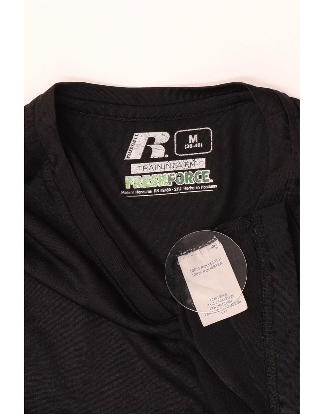 Camiseta masculina Russell Athletic Dri-Power UK 38/40 poliéster preto médio