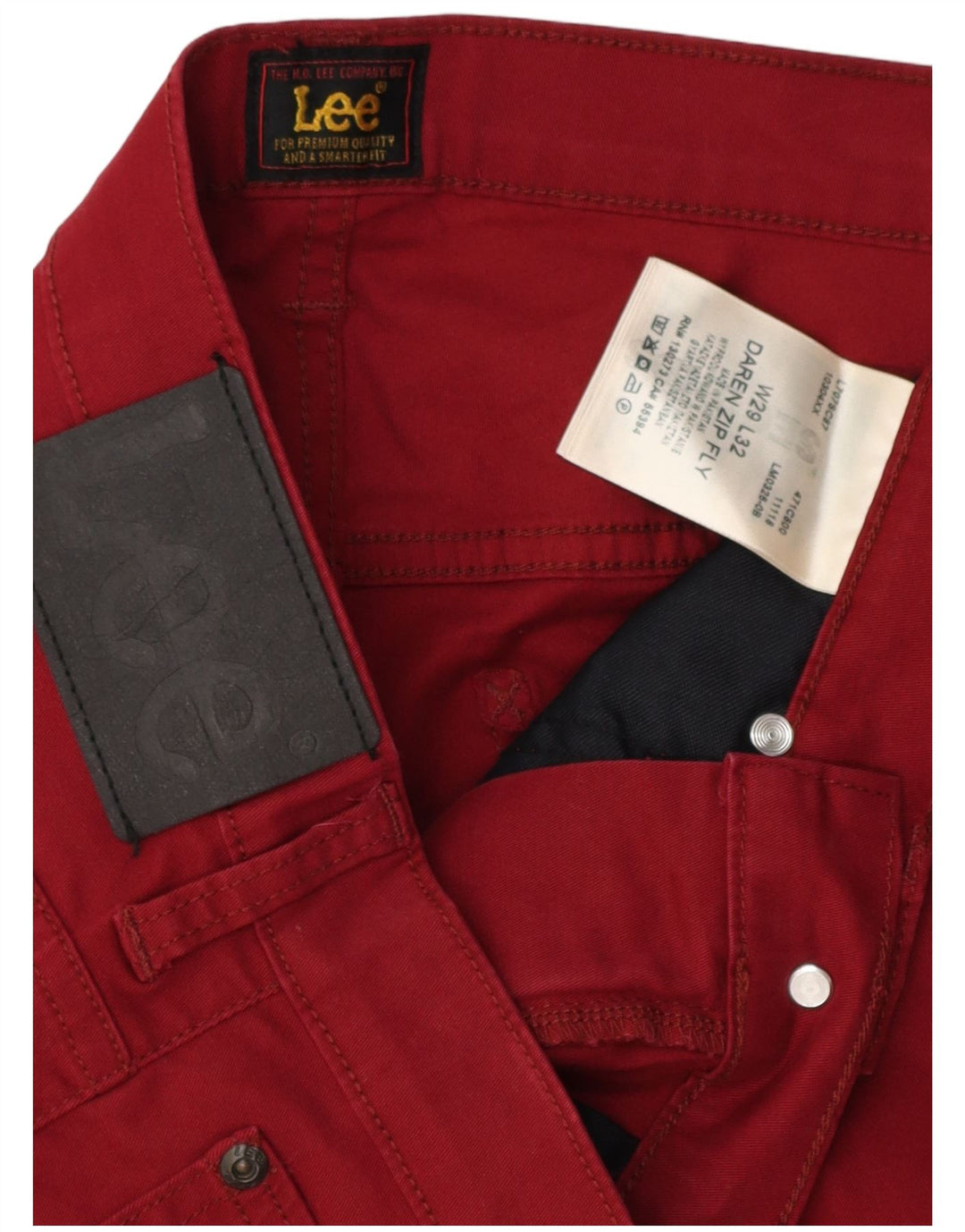 LEE Masculino Daren Zip Fly Calça Casual Reta W29 L32 Algodão Borgonha