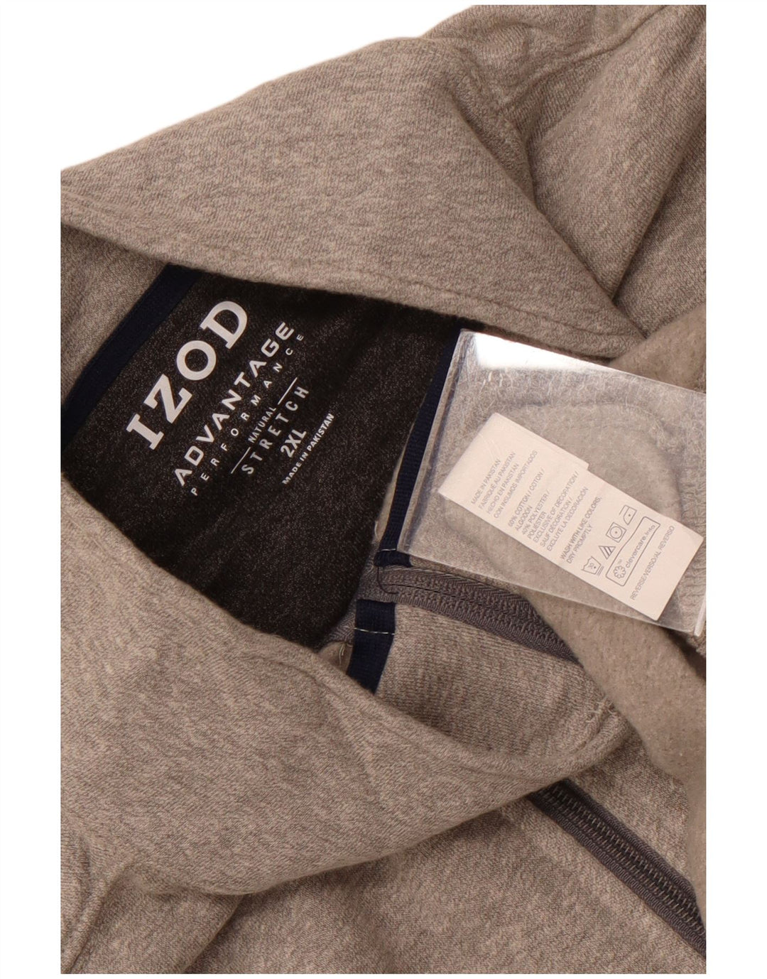 IZOD moletom masculino com zíper e gola 2XL algodão cinza