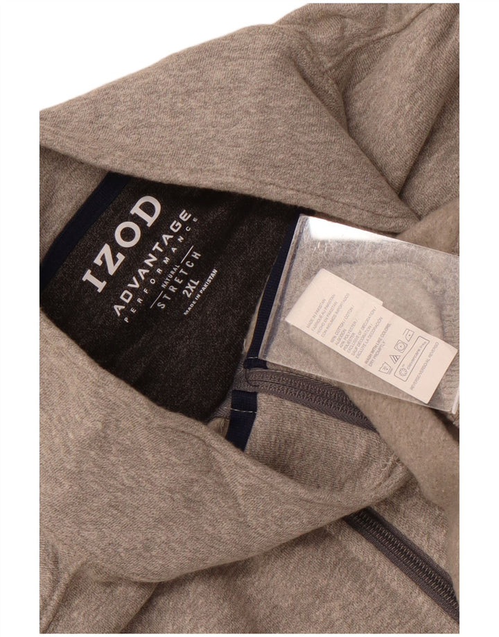 IZOD moletom masculino com zíper e gola 2XL algodão cinza