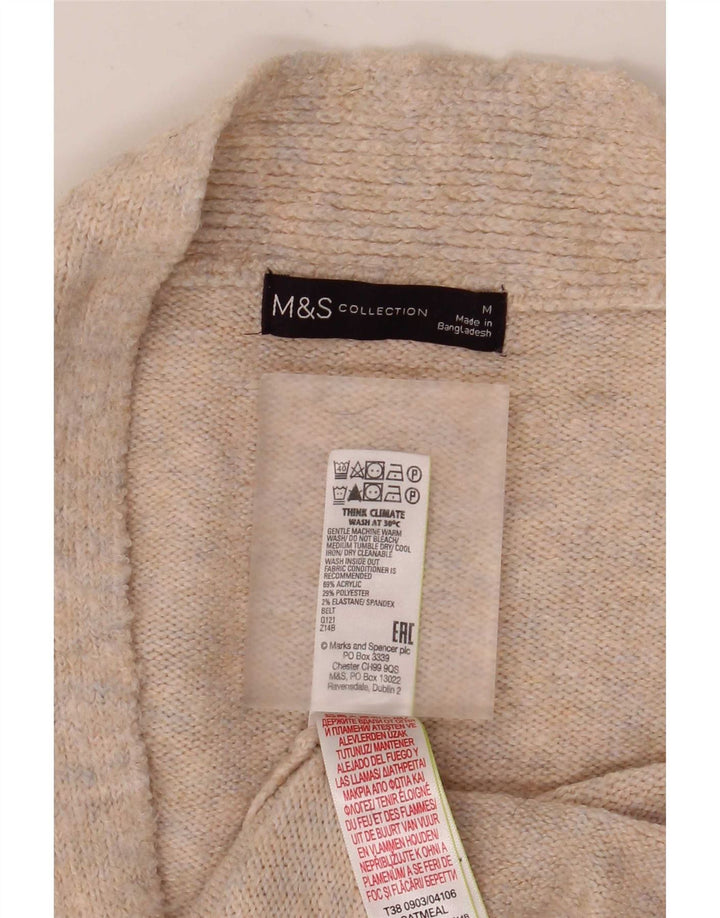 Suéter cardigã feminino Longline da Marks & Spencer Reino Unido 14 médio bege