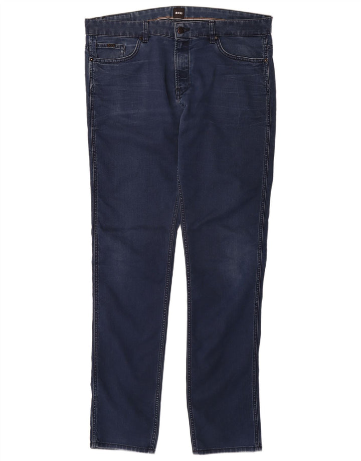Hugo Boss Mens Slim Jeans W38 L36 Azul Marinho Algodão