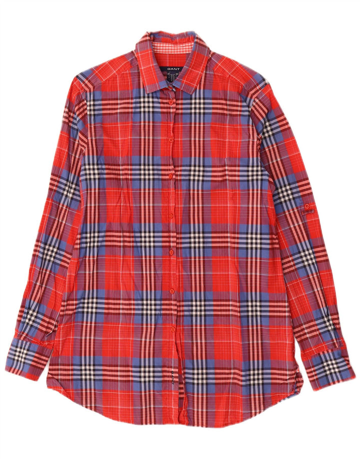Camisa feminina GANT Reino Unido 12 algodão xadrez vermelho médio