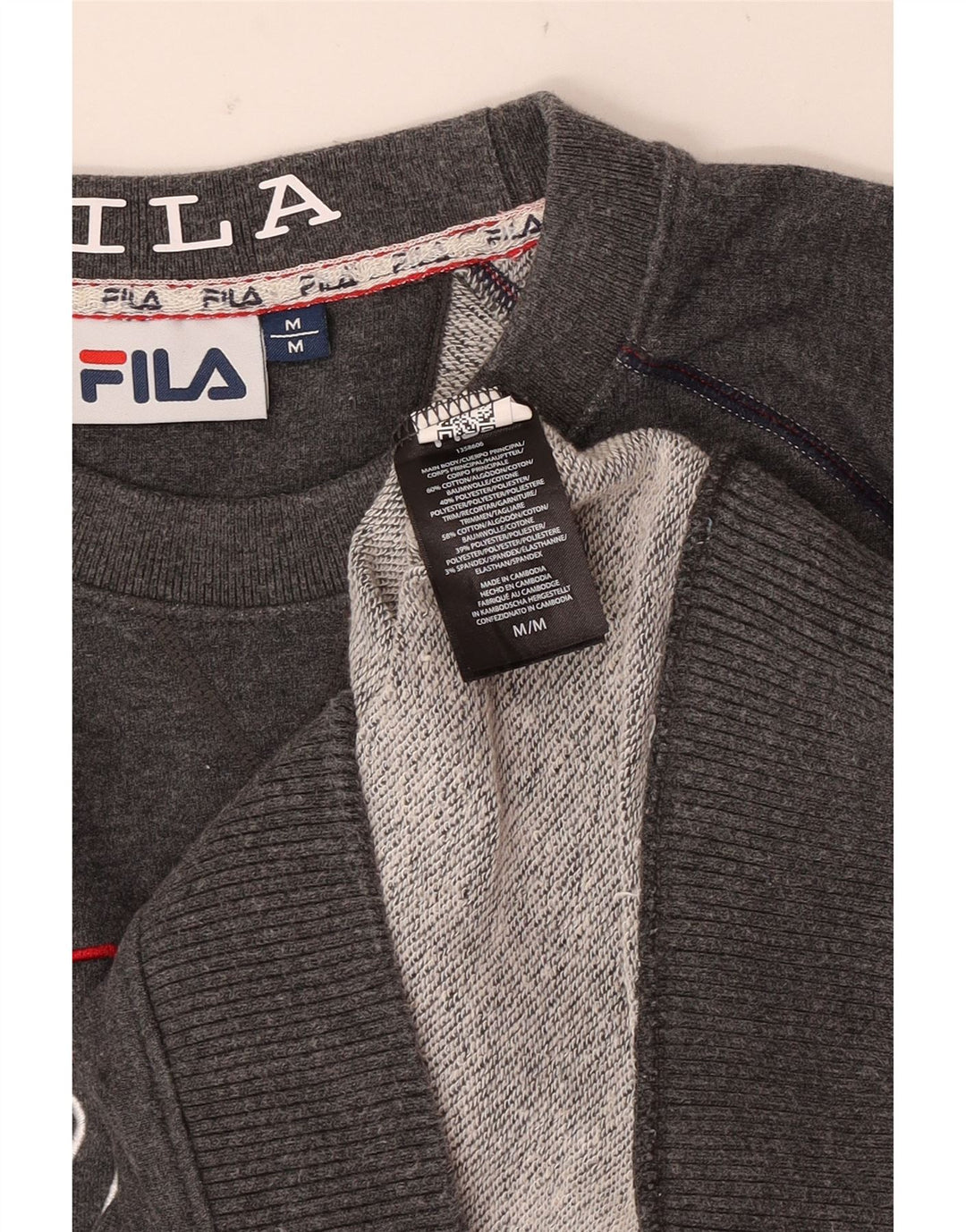 Fila Mens Graphic Moletom Jumper Médio Algodão Cinza