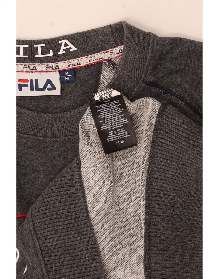 Fila Mens Graphic Moletom Jumper Médio Algodão Cinza