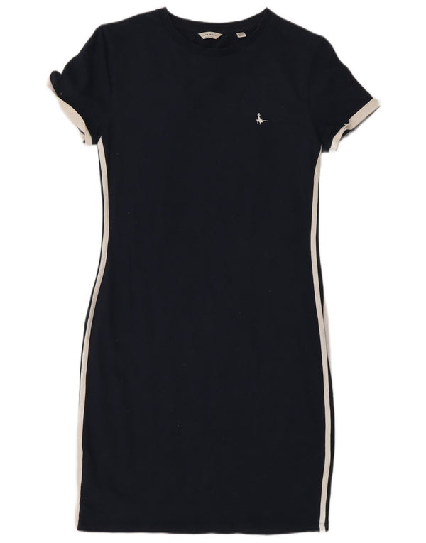Vestido camiseta feminino Jack Wills Reino Unido 10 pequeno algodão azul marinho