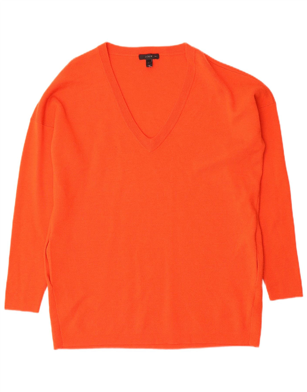 Suéter feminino J. Crew Longline com decote em V grande, Reino Unido 10 pequeno laranja